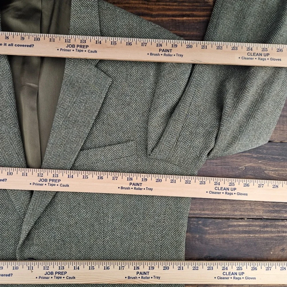 Land's End Men's Tweed Style Sport Coat Blazer Two Button Olive Wool & Lamb 41L